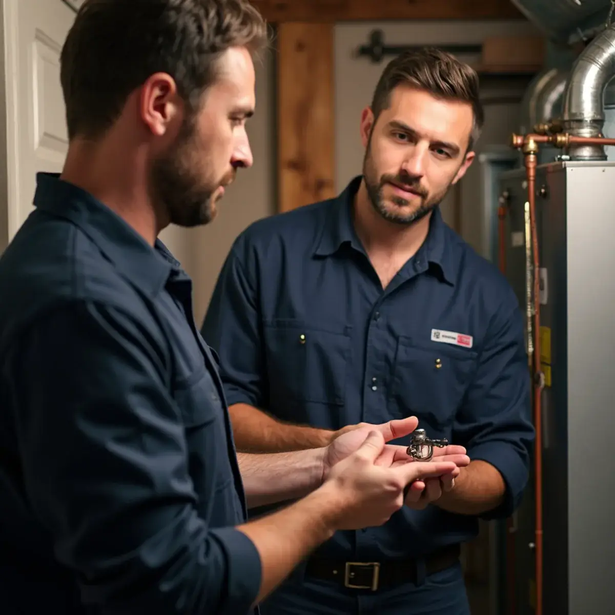 HVAC technician explaining a furnace diagnosis to a homeowner in Bremerton, WA