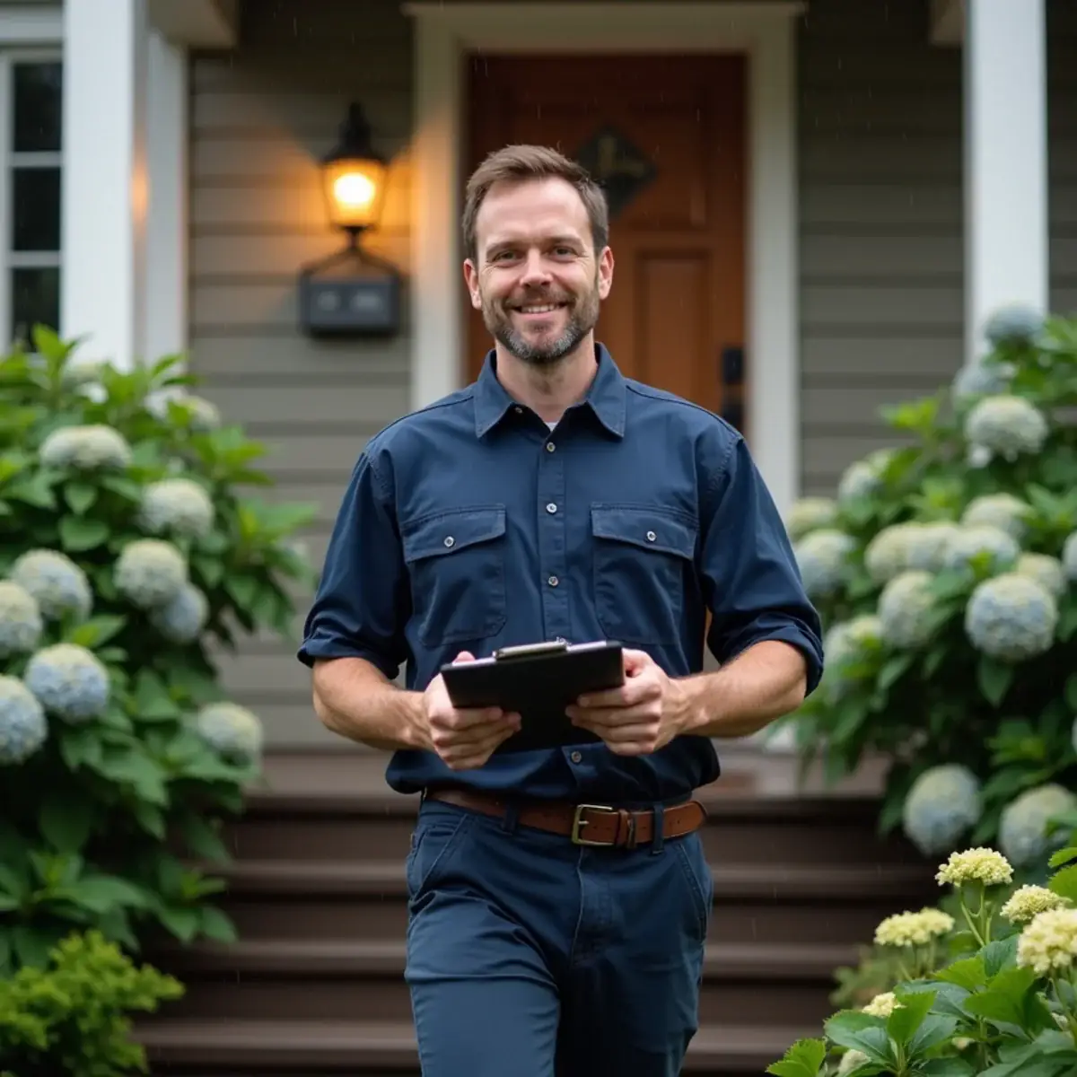 HVAC technician arriving at a Bremerton, WA home for a scheduled estimate