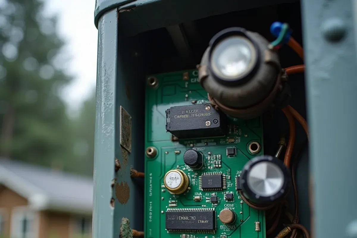 Heat pump defrost control board, coil sensor and contactor with corroded terminals in Bremerton, WA