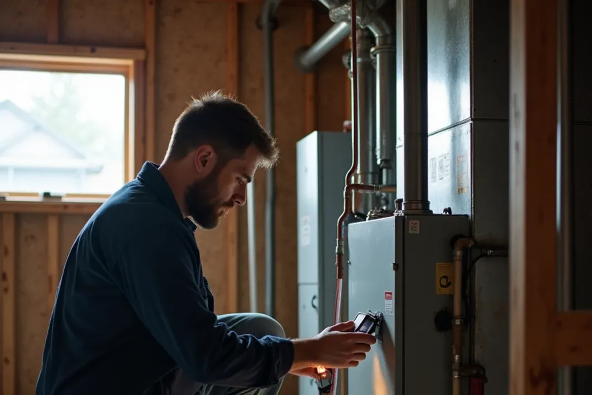 Technician testing a furnace pressure switch with a manometer on a no-heat repair call in Bremerton, WA